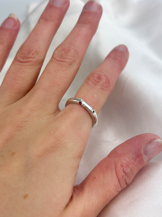 Sandcast Ruby Ring