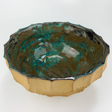 Load image into Gallery viewer, Large decorative carved bowl with gold lustre