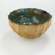 Load image into Gallery viewer, Large decorative carved bowl with gold lustre