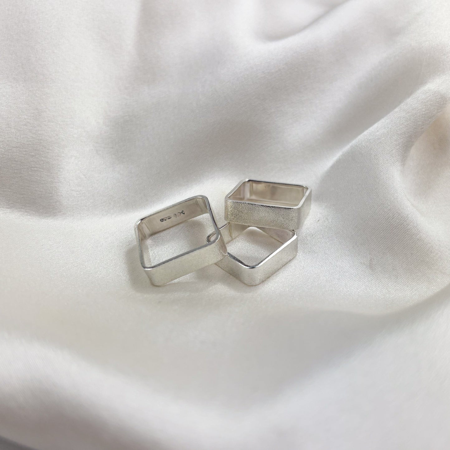 Habitat Rings - Square frosted design - Sterling Silver or 9ct Gold | Inspired by Habitat 67