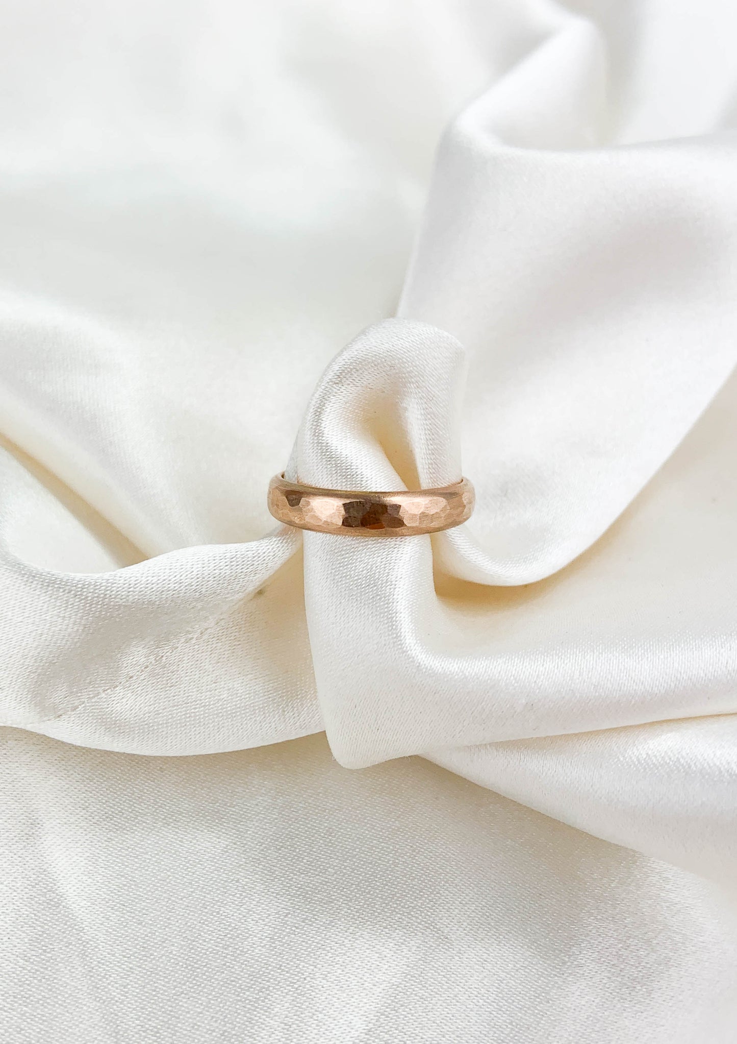 4mm Planished D-Shaped Wedding Band – Recycled Gold | 9ct or 18ct in Yellow, White or Rose