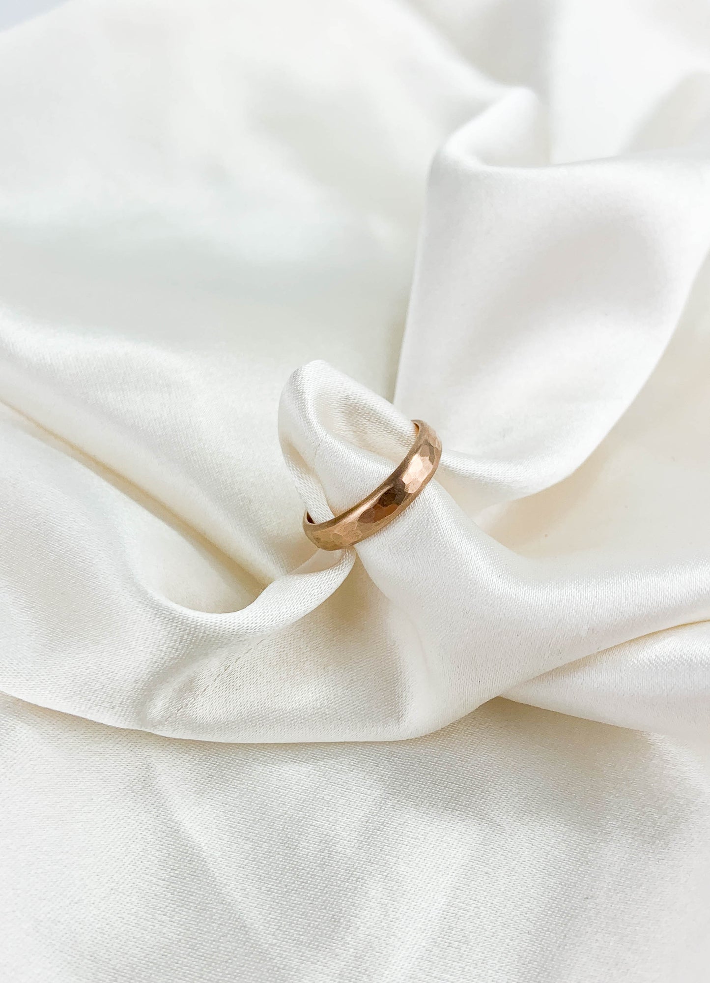 4mm Planished D-Shaped Wedding Band – Recycled Gold | 9ct or 18ct in Yellow, White or Rose