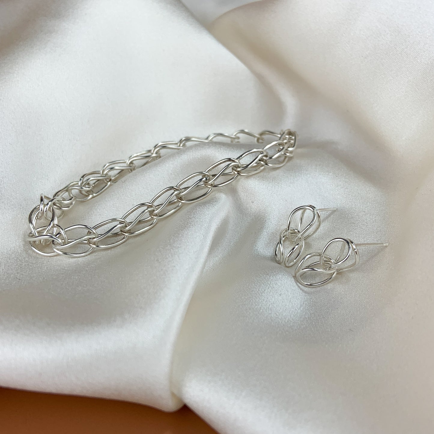 Double Drop Link Earrings - Stud or Hook