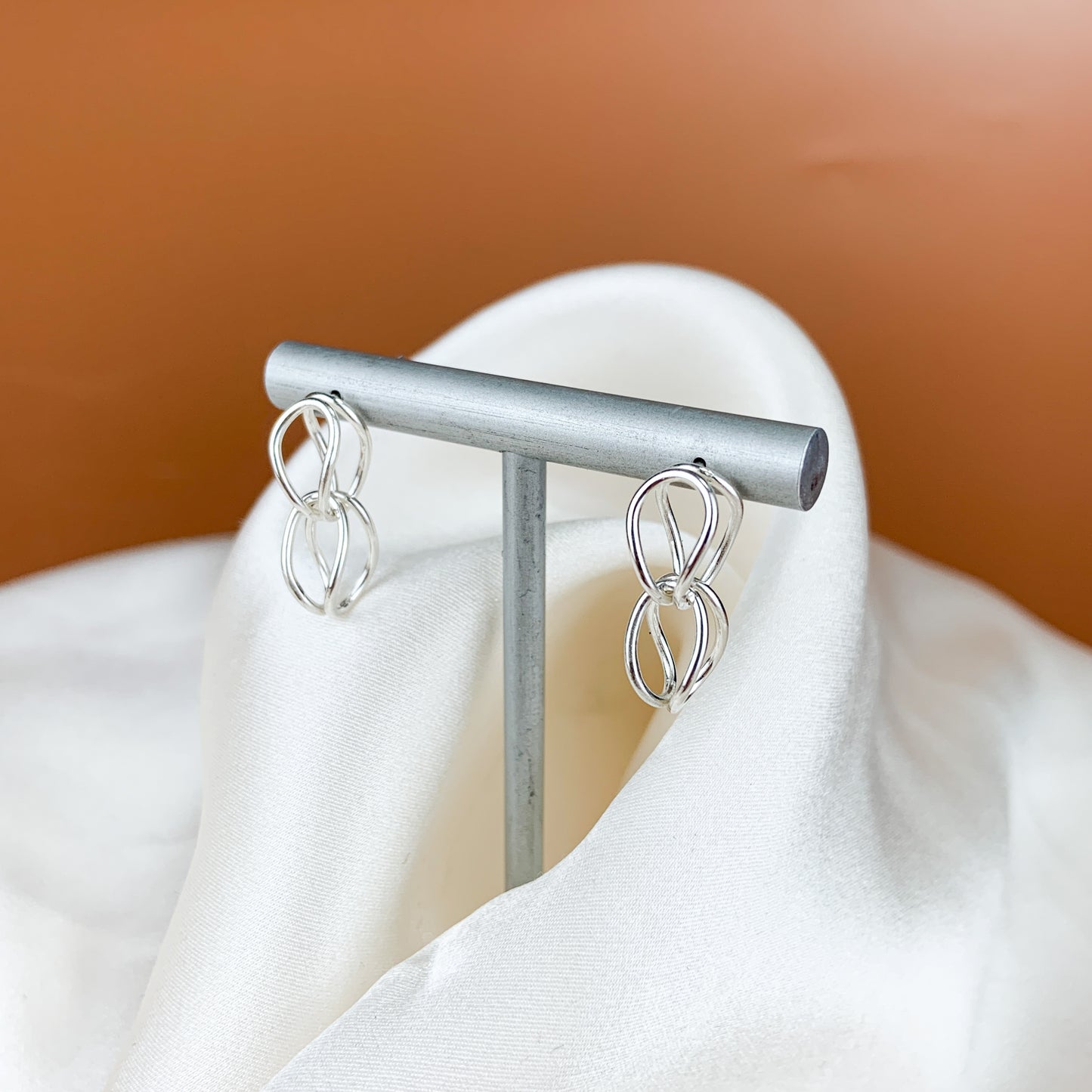 Double Drop Link Earrings - Stud or Hook