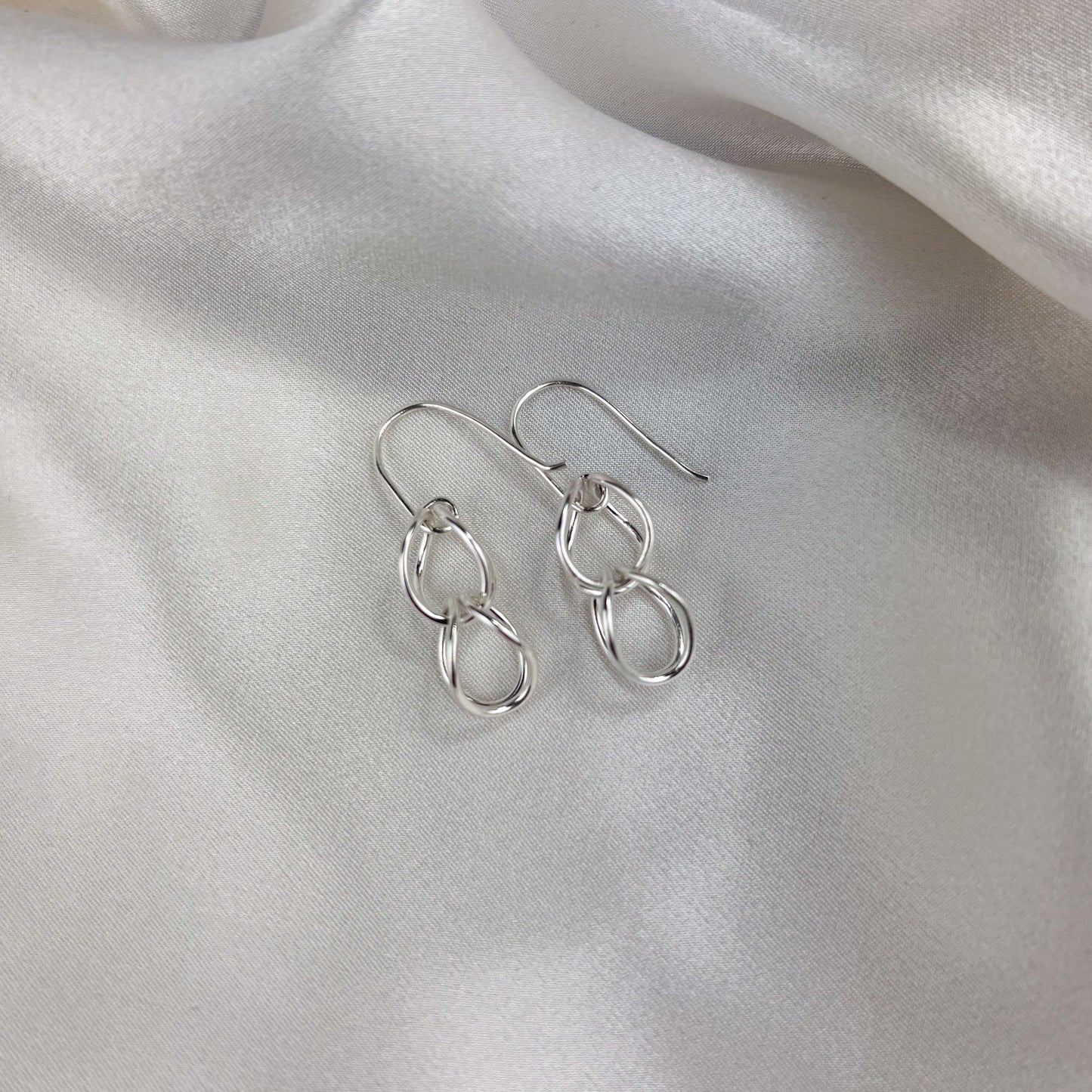 Double Drop Link Earrings - Stud or Hook