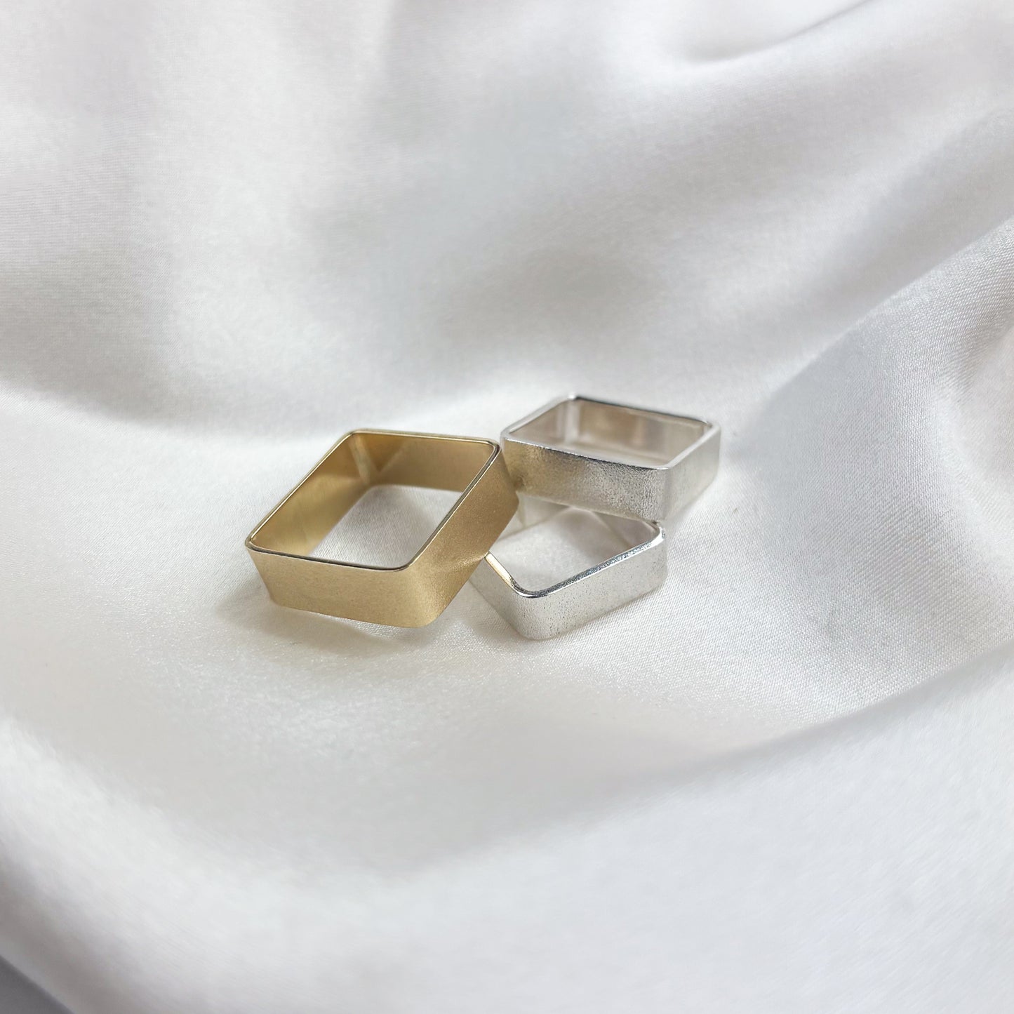 Habitat Rings - Square frosted design - Sterling Silver or 9ct Gold | Inspired by Habitat 67