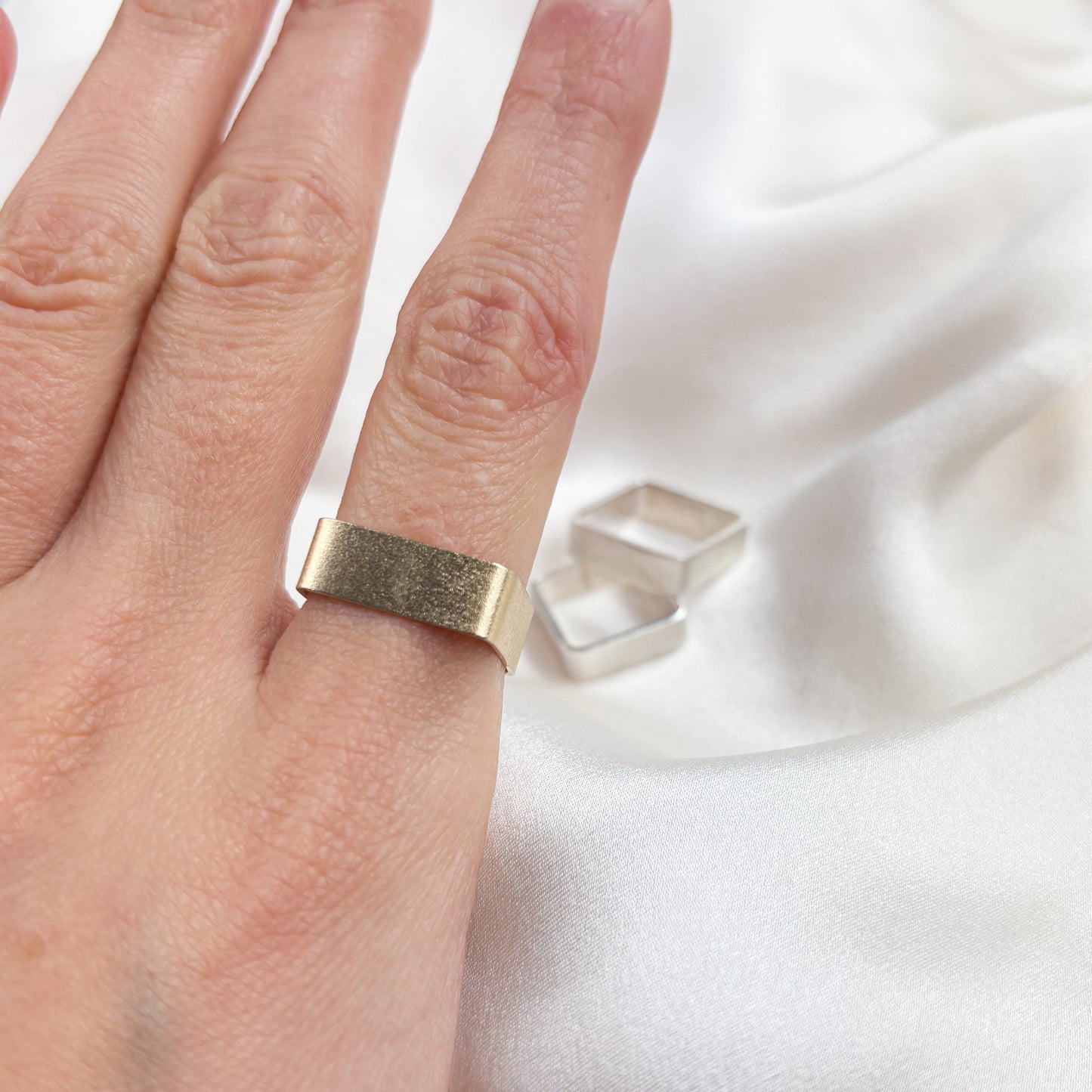 Habitat Rings - Square frosted design - Sterling Silver or 9ct Gold | Inspired by Habitat 67