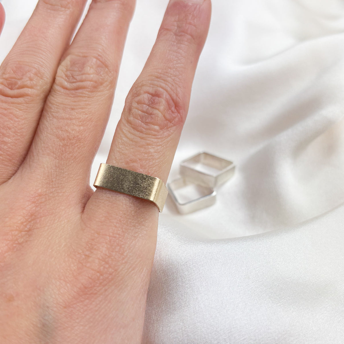 Habitat Rings - Square frosted design - Sterling Silver or 9ct Gold ...