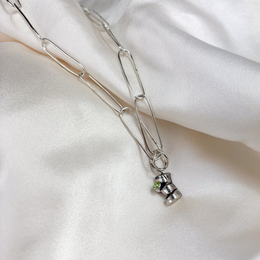 Sand Cast & Periodt Pendant on Paperclip Chain