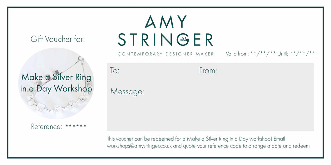 Make a Silver Ring in a Day - Gift Voucher